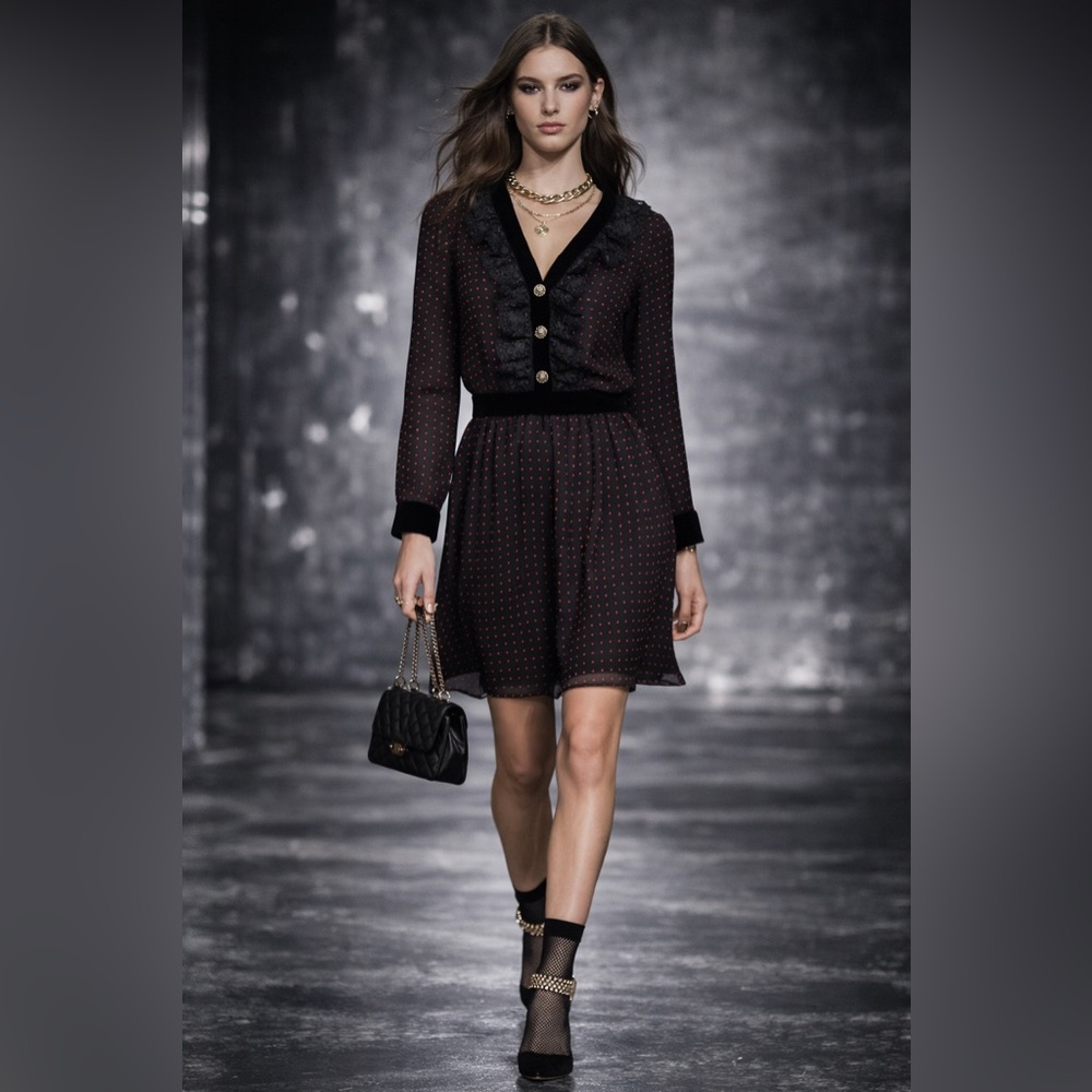 NWT THE KOOPLES Embellished Polka-Dot Dress